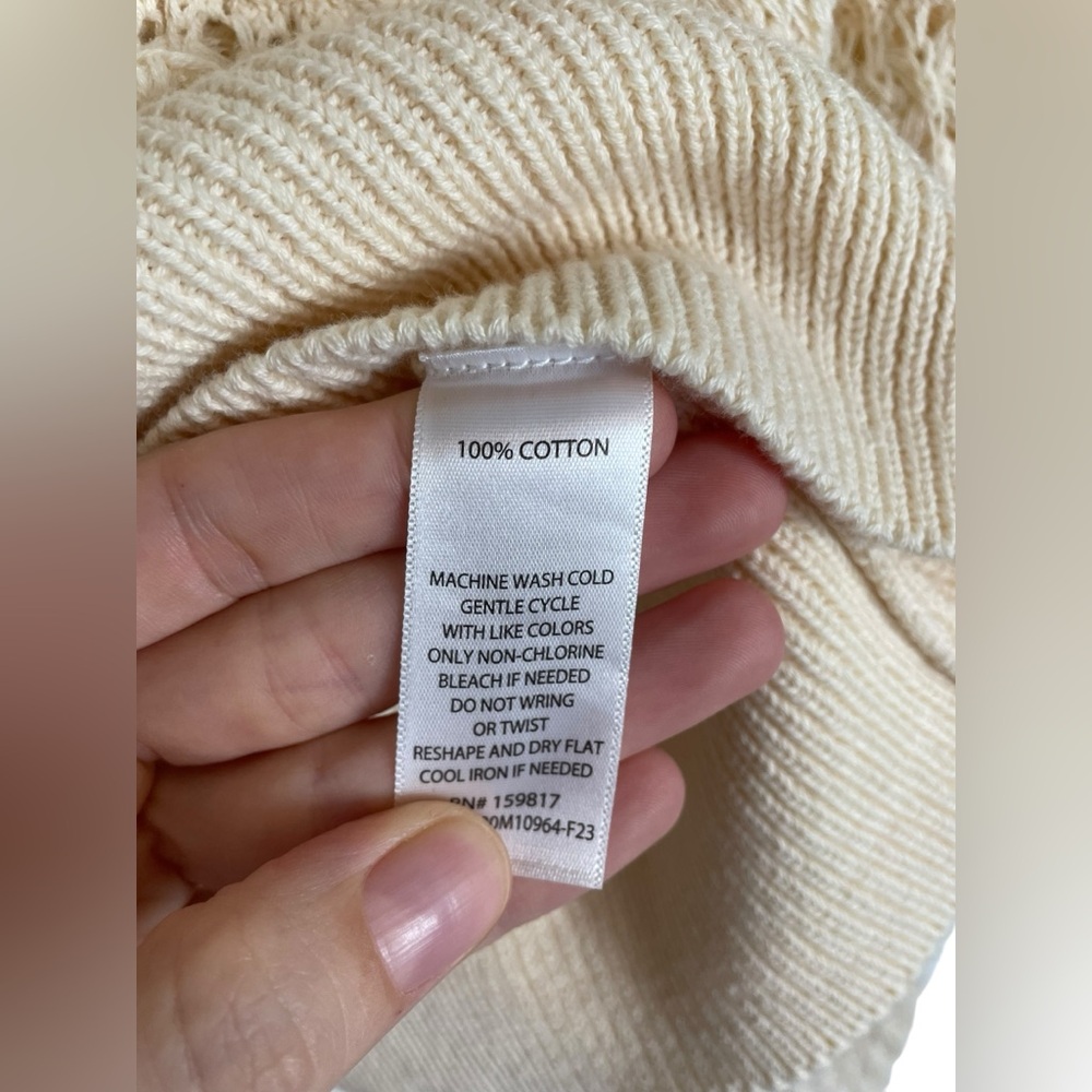 EUC Altar’d State Briella Knit Sweater Open Knit Crochet Cropped Ivory Size M - Picture 13 of 13